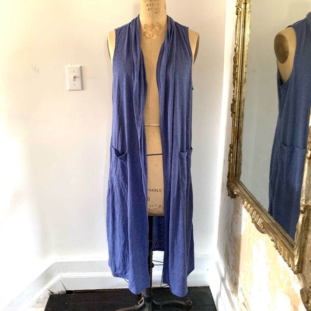 Long Sleeveless Cardigan Periwinkle Blue NWT